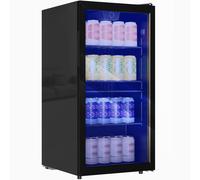 Homcom 93L Drinks Fridge, 115 Can Under Counter Freestanding Wine Fridge In Black Black