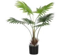 HOMCOM 94cm Artificial Palm Tree, Decorative Artificial Plant with Lifelike PEVA Leaves and Coconut Coir, Fake Tree with Plastic Pot and Flocking for Home Office Decor, Green
