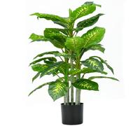 HOMCOM 95cm Artificial Evergreen Tree in Pot - Realistic Indoor Faux Plant, Cement-Filled Pot, Low Maintenance
