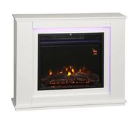 HOMCOM Electric Fireplace with Surround, 32" 2000W Inset Electric Fire and Mantel Reach up to 30 m² with 12 Colours Realistic Flame Effect & 5 Brightness, Remote & Timer for Living Room, White