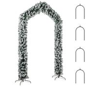 HOMCOM 9ft Flocked Snow Christmas Tree Arch, Christmas Single Arch Doorway Decor with 1400 Branch Tips and Steel Stand, Green