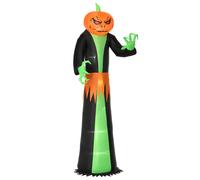 HOMCOM 9FT Inflatable Halloween Pumpkin Ghost with Build-in LED, Outdoor Lighted Blow Up Inflatables for Party Indoor,Garden, Lawn