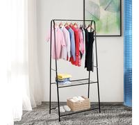 Homcom A Shaped Clothes Rack Garment Hanger Stand Hanging Rail 2-Tier Shelving Metal In Black Black One Size