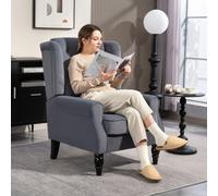 Homcom Accent Armchair Home Furniture Retro Tufted Club Fabric Grey