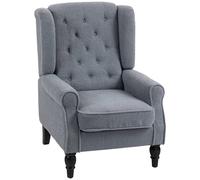 Homcom Accent Armchair Home Furniture Retro Tufted Club Fabric Grey Grey One Size