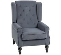 HOMCOM Accent Armchair Home Furniture Retro Tufted Club Fabric Blue - Grey