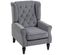 Homcom Accent Armchair Home Furniture Retro Tufted Club Fabric Light Grey
