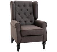 HOMCOM Accent Armchair Home Furniture Retro Tufted Club Wood Fabric Brown, Brown