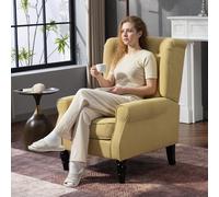 HOMCOM Accent Armchair Home Furniture Retro Tufted Club Wood Fabric, Yellow