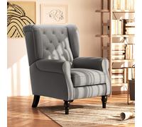 HOMCOM Linen Fabric Occasional Chair Wooden Frame Wingback Armchair with Thick Foam Cushion Accent Chair Living Room, Dark Grey Aosom UK