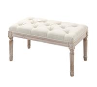 Homcom Accent Bench Tufted Upholstered Foot Stool Linen-Touch Ottoman In Beige Beige