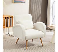 HOMCOM Accent Chair Accent Chair Fabric Fixed Armrest Cream, White 120 kg 83B-476V70CW 770 x 770 x 830 mm