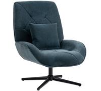 HOMCOM Accent Chair, Chenille Upholstered Swivel Armchair with Lumbar Pillow, High Back, Deep Seat and Metal Legs, Dark Green