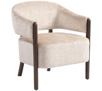 HOMCOM Accent Chair, Chenille Upholstered Tub Chair with Wide Seat, Solid Wood Frame and Legs, Comfy Armchair, Beige