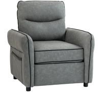 HOMCOM Accent Chair, Faux Leather Armchair - Grey