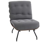 HOMCOM Accent Chair, Linen-look Fabric Reading Chair with Spring Cushion, Slatted Support, Steel Frame, Dark Grey