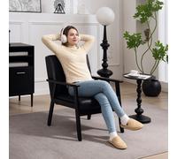 HOMCOM Accent Chair PU Leather Armchair with Armrests for Living Room Black