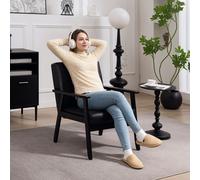 HOMCOM Accent Chair PU Leather Armchair with Armrests for Living Room Black HOMCOM Black