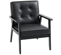 HOMCOM Accent Chair PU Leather Armchair with Armrests for Living Room Black, Black