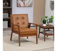 Homcom Accent Chair Pu Leather Armchair With Armrests For Living Room Brown