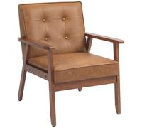 Homcom Accent Chair Pu Leather Armchair With Armrests For Living Room Brown