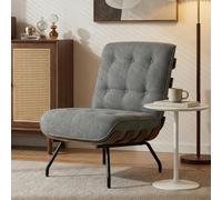 HOMCOM Accent Chair, Reading Chair with Spring Cushion, Dark Grey - Modern - 1 - Linen (Polyester), steel, multilayer board, foam, doll cotton