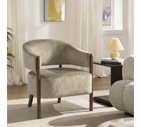HOMCOM Accent Chair, Upholstered Armchair with Solid Wood Legs, Light Brown HOMCOM Light Brown Armchair