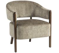 HOMCOM Accent Chair, Upholstered Tub Chair with Solid Wood Frame and Legs, Light Brown