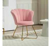 HOMCOM Accent Chair, Velvet Armchair with Lotus Backrest - Pink