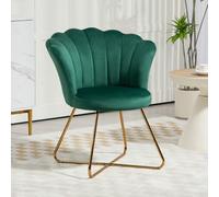 HOMCOM Accent Chair, Velvet Armchair with Lotus Backrest, Steel Legs, Green