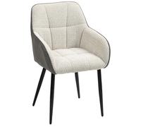 HOMCOM Accent Chair with Foot Pads, Upholstered Armchair with Chenille Fabric Front and PU Back, Occasional Chair for Living Room Bedroom, Cream White