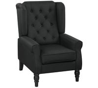 Accent Chair Wingback Armchair Retro Tufted Club Wood Fabric, Black HOMCOM Black One Size