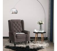 HOMCOM Accent Armchair Home Furniture Retro Tufted Club Wood Fabric Brown, Brown