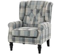 HOMCOM Accent Chair Wingback Armchair Retro Tufted Club Wood Fabric, Mixed HOMCOM Multicolor Armchair