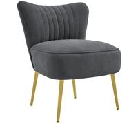 HOMCOM Accent Chair Wingback Armless Chair for Bedroom Grey