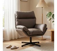 (Brown) HOMCOM Accent Chair with 360 Swivel
