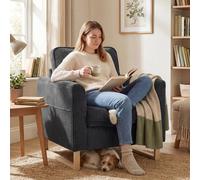 HOMCOM Accent Chair with Metal Legs and Spring Dark Grey