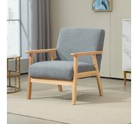 Homcom Accent Chair With Wood Frame Wide Seat Cashmere Armchair Grey Grey One Size