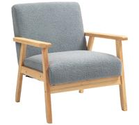 HOMCOM Accent Chair with Wood Frame Wide Seat Cashmere Armchair Grey HOMCOM Grey