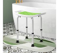 HOMCOM Adjust Aluminium Bath Stool Shower Non-Slip w/ Shower Hole, Green HOMCOM Green