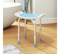 HOMCOM Turquoise Aluminium Height Adjustable Bath Stool with Shower Hole
