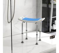 Homcom Adjust Aluminium Bath Stool Spa Chair Non-Slip W/ Shower Hole, Blue