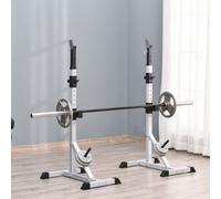 Homcom Adjust Pair Of Barbell Squat Racks Stand Weight Lifting Bench Press Gym