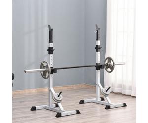 Homcom Adjust Pair Of Barbell Squat Racks Stand Weight Lifting Bench Press Gym