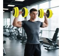 HOMCOM Adjustable 20KGS Barbell & Dumbbell Set for Home Gym, Yellow, Yellow