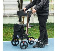 HOMCOM 4 Wheel Rollator With Seat And Back, Gold Tone, Gold