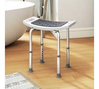 HOMCOM Adjust Aluminium Bath Stool Shower Non-Slip w/ Shower Hole, Grey - Grey