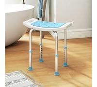 HOMCOM Adjustable Aluminium Bath Stool Shower Chair Non-Slip w/ Shower Hole in Turquoise HOMCOM Turquoise