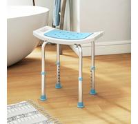 HOMCOM Adjustable Aluminium Bath Stool Shower Chair Non-Slip w/ Shower Hole in Turquoise HOMCOM Turquoise