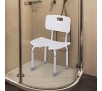 HOMCOM Adjustable Aluminum Bath Stool Spa Shower Chair in White HOMCOM White